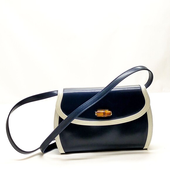 Gucci Shoulder Bag Navy Blue Leather #182045G39B - Picture 1 of 15